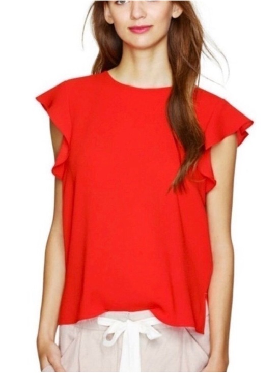 Babaton Tops - Aritzia Babaton Chaplin flutter ruffle sleeve blouse